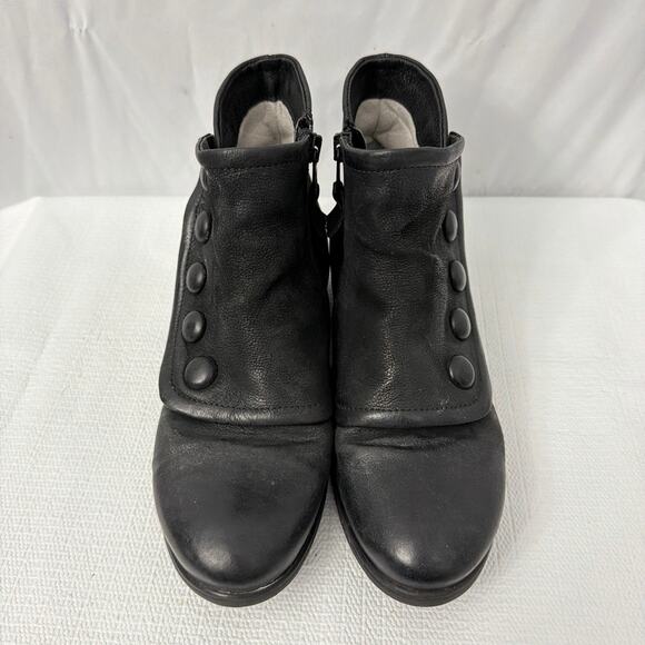 Miz Mooz Black Ankle Booties with Button Accents - Picture 3 of 12